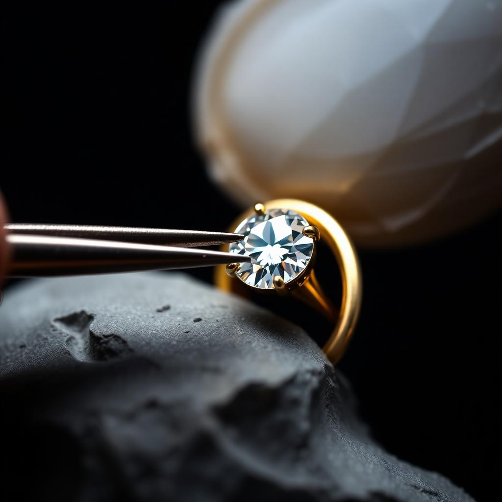 Stonesetter placing a diamond into a claw setting